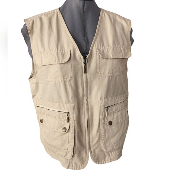 Liz Claiborne Vintage women's tan utility sport nylon vest‎ size small - Picture 1 of 7